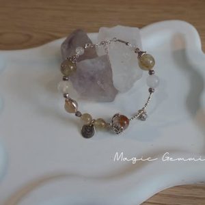 Vòng tay Ánh Trăng Ánh Vàng - Thạch Anh Tóc Vàng mix Moonstone