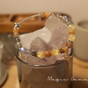 Vòng tay Thạch Anh Tóc Vàng mix Xà Cừ Labradorite - ảnh vuông 2