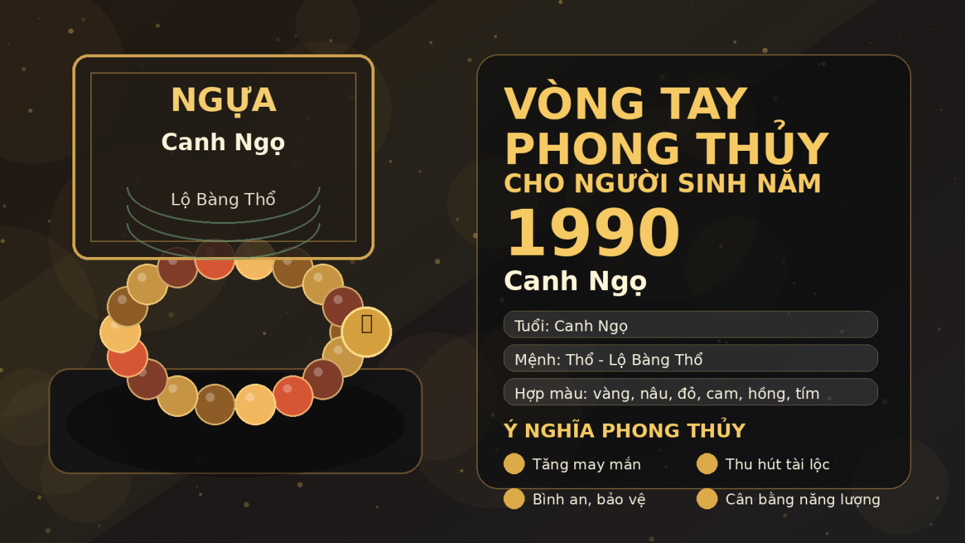vòng tay phong thủy 1990 cho tuổi Canh Ngọ