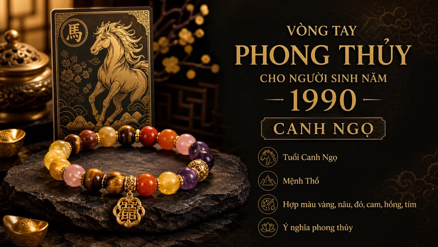 vòng tay phong thủy 1990 hợp tuổi Canh Ngọ mệnh Thổ