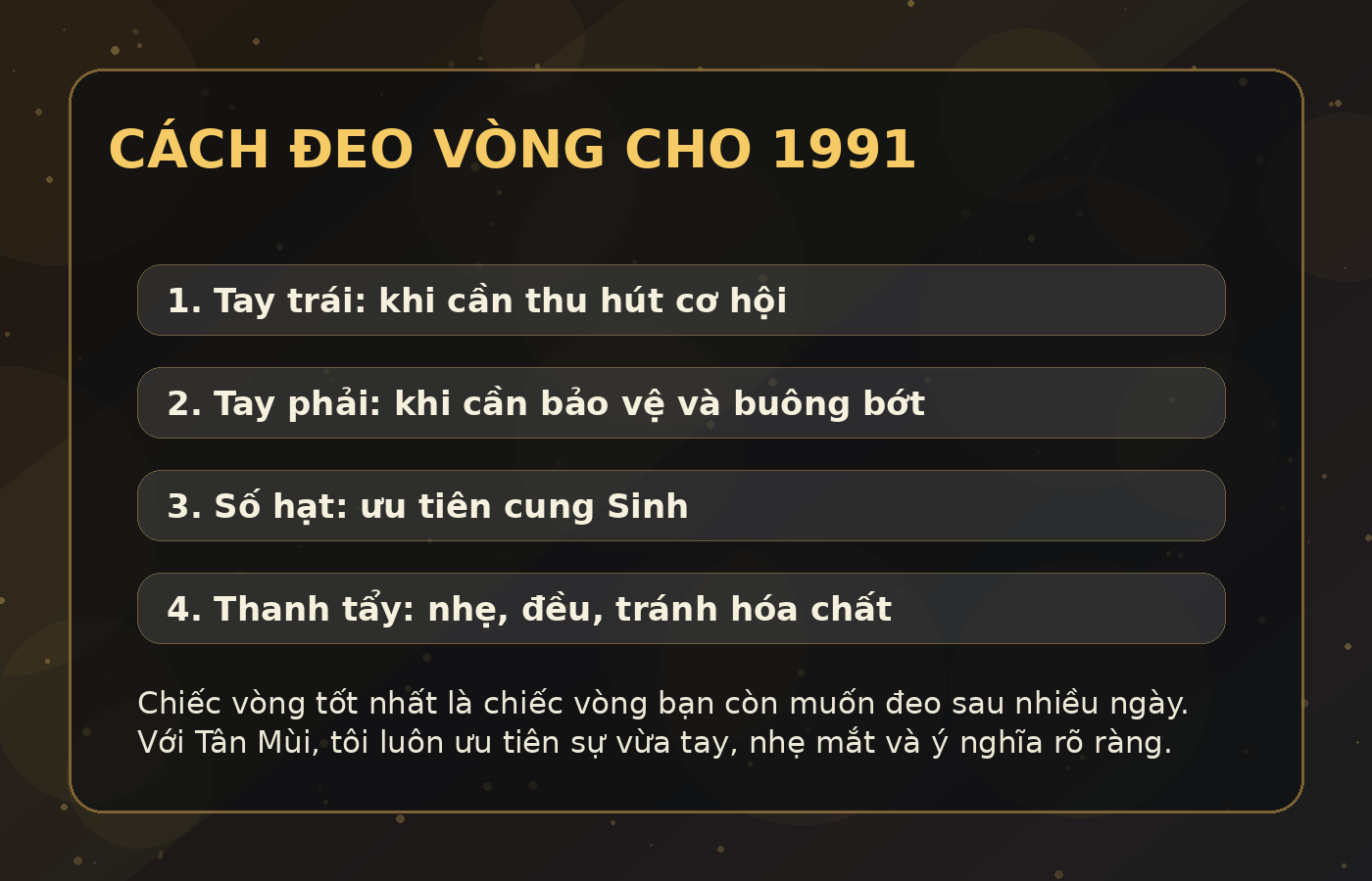 vòng tay phong thủy 1991 - cách đeo và chăm vòng