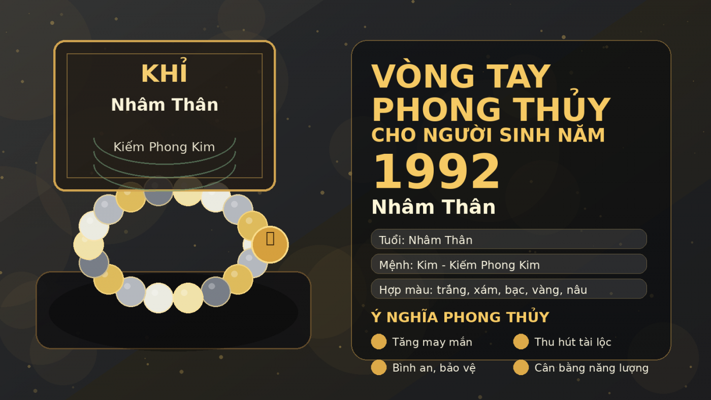 vòng tay phong thủy 1992 cho tuổi Nhâm Thân