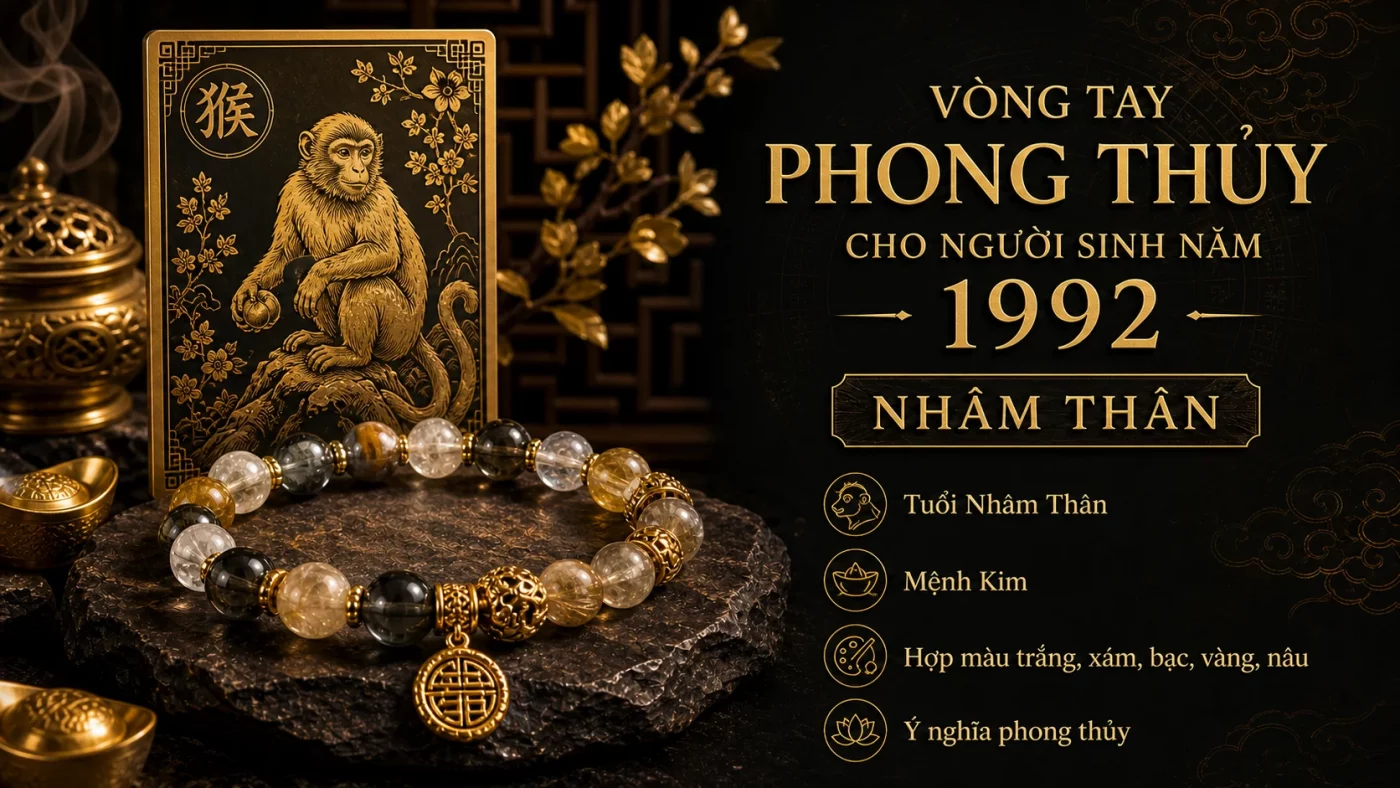 vòng tay phong thủy 1992 hợp tuổi Nhâm Thân mệnh Kim