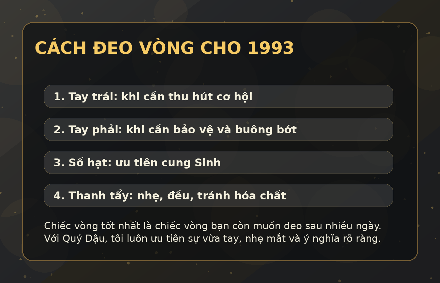 vòng tay phong thủy 1993 - cách đeo và chăm vòng