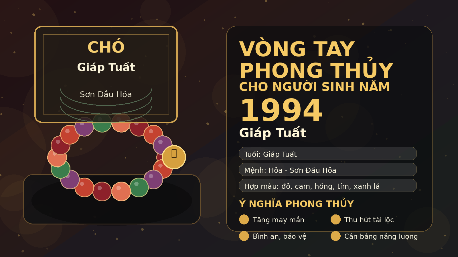 vòng tay phong thủy 1994 cho tuổi Giáp Tuất