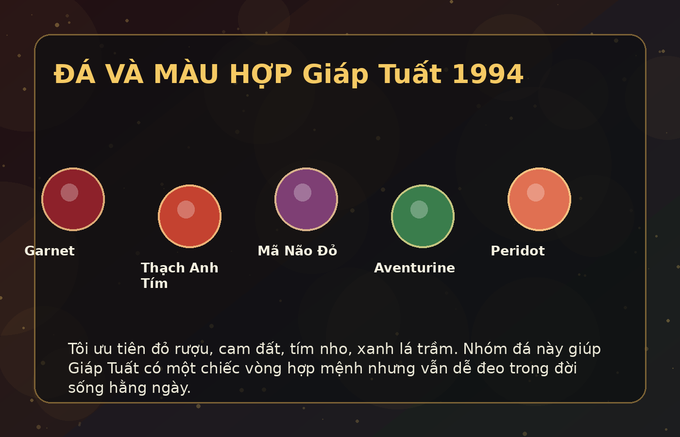 vòng tay phong thủy 1994 - màu đá hợp tuổi