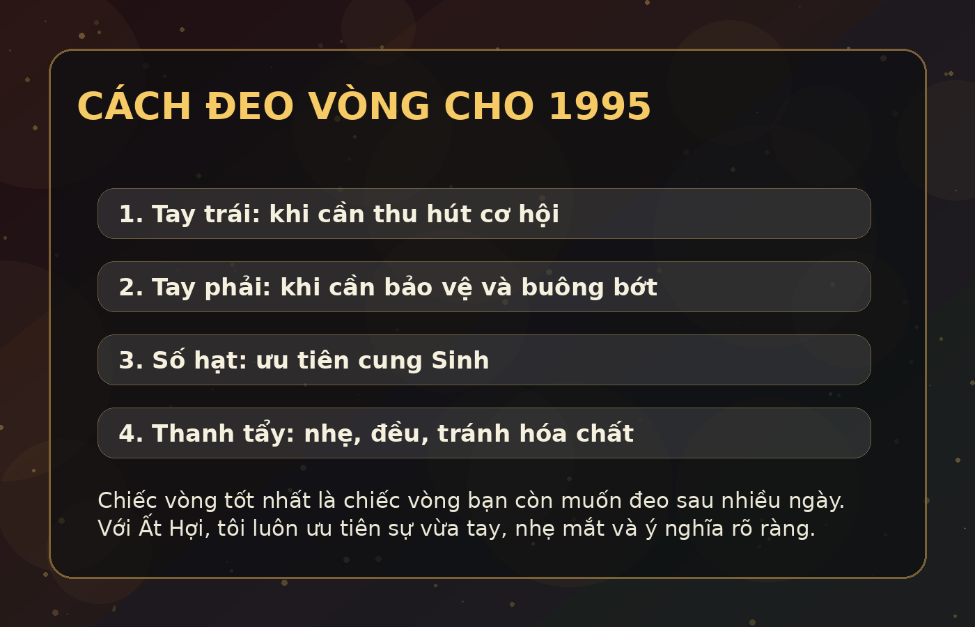 vòng tay phong thủy 1995 - cách đeo và chăm vòng