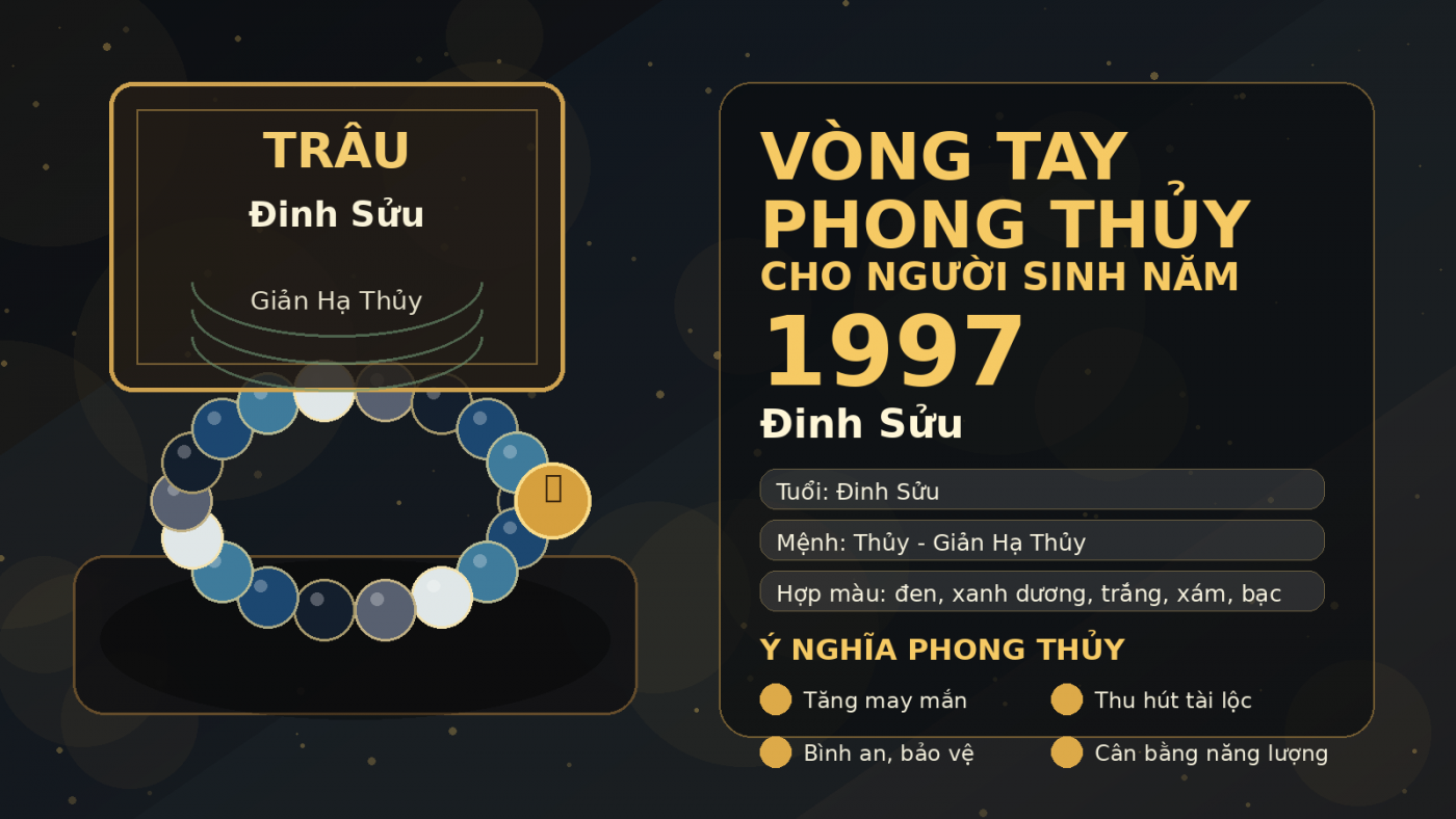 vòng tay phong thủy 1997 cho tuổi Đinh Sửu