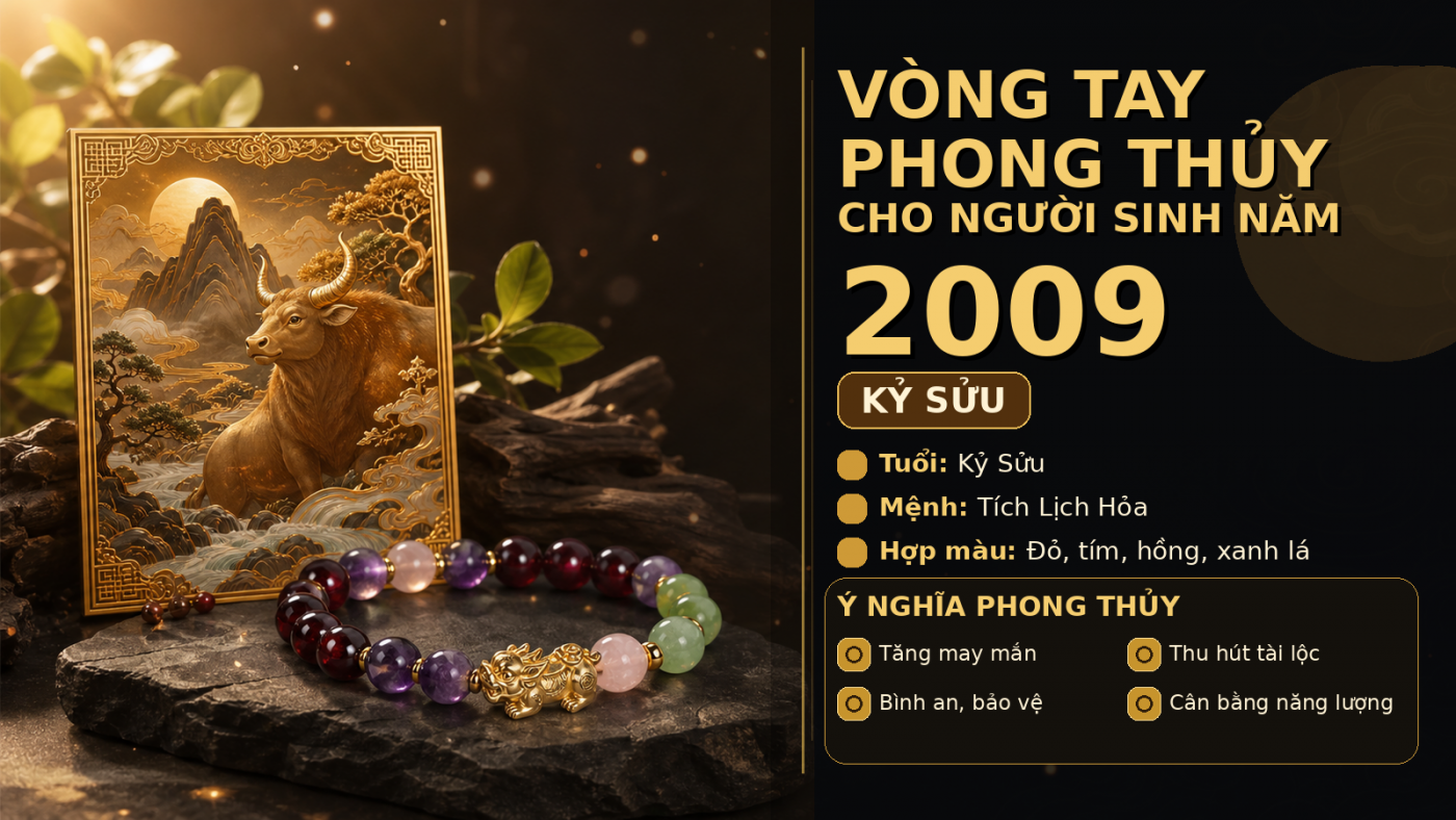 vòng tay phong thủy 2009 hợp tuổi Kỷ Sửu mệnh Hỏa