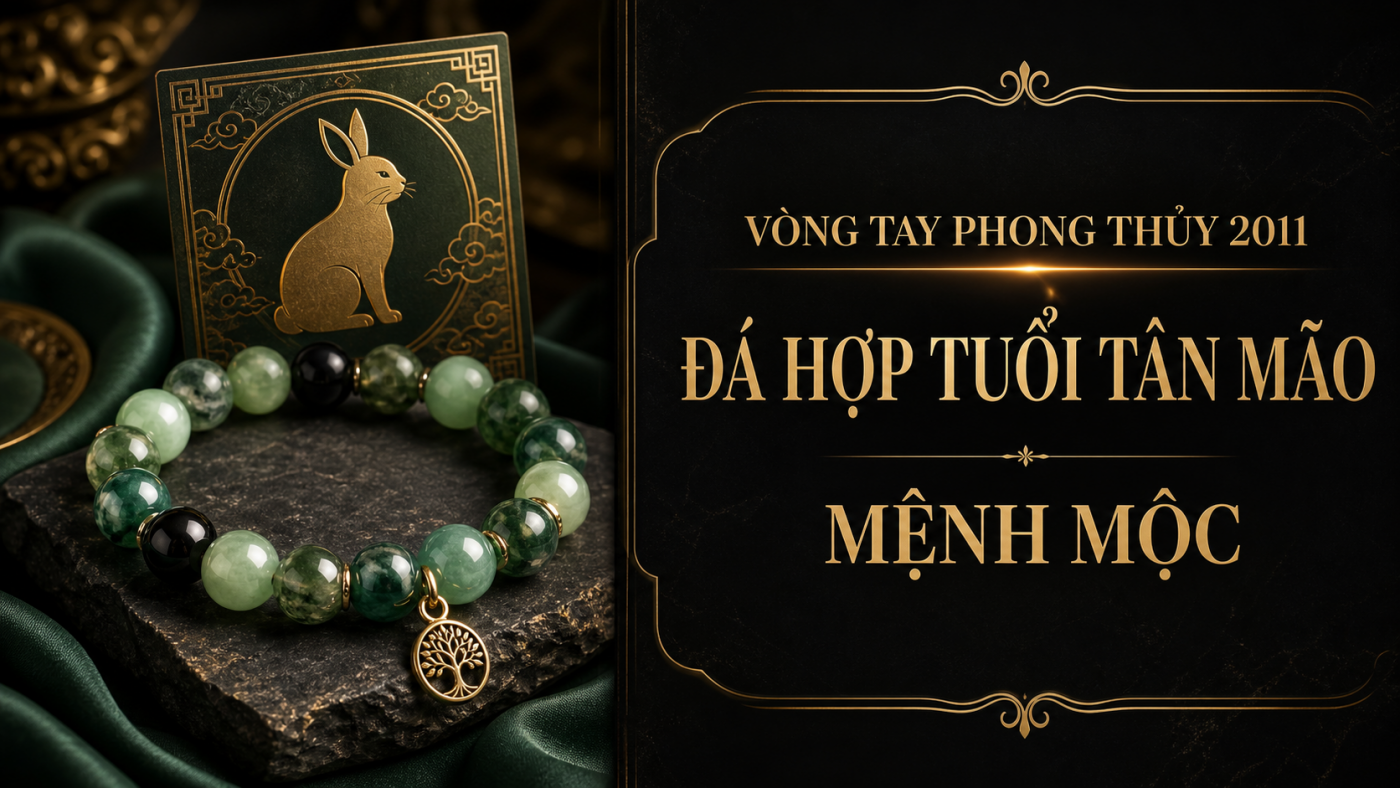 Vòng tay phong thủy 2011 đá hợp tuổi Tân Mão mệnh Mộc