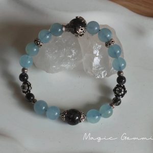 Vòng tay Aquamarine mix Thạch Anh Tóc Đen