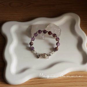 Vòng tay Thạch Anh Tím mix Thạch Anh Ưu Linh trắng xám - ảnh sản phẩm 2