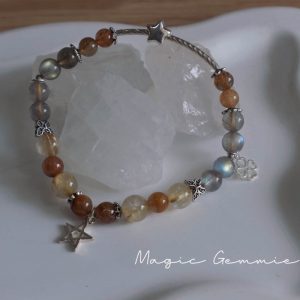 Vòng tay Thạch Anh Tóc Vàng mix Xà Cừ mẫu charm sao - ảnh sản phẩm 2